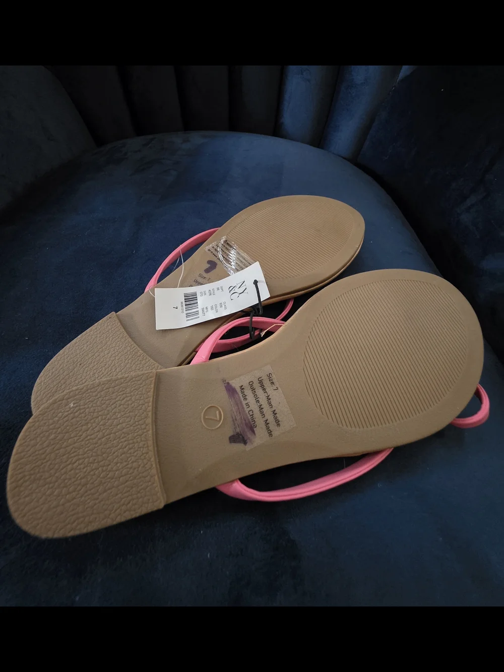 New York & Company Coral Pink Bow Toe-Post Sandals - Picture 6 of 6